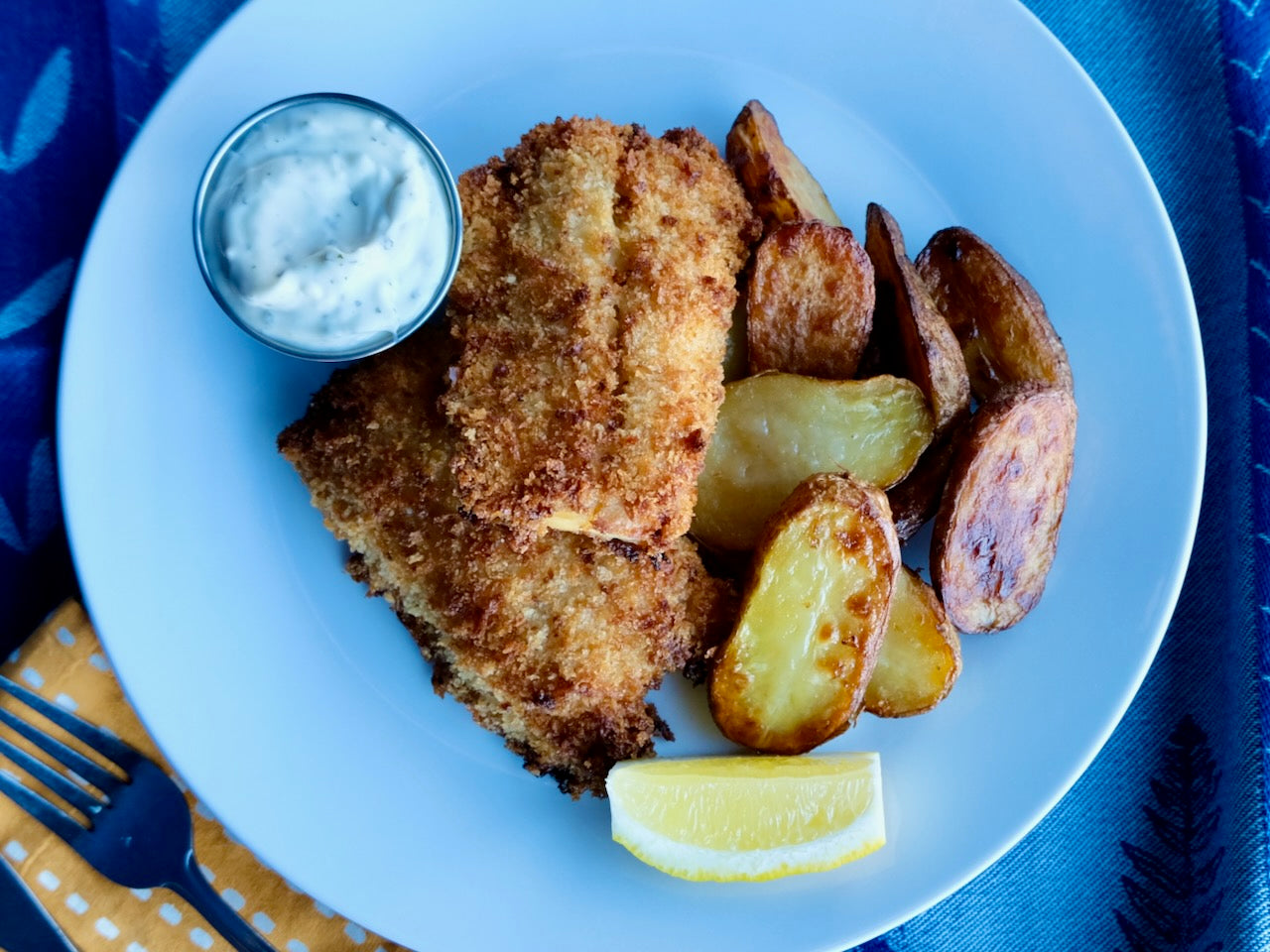 Fish & Chips - Panko Crusted Haddock with Roasted Potatoes & Tartar Sauce