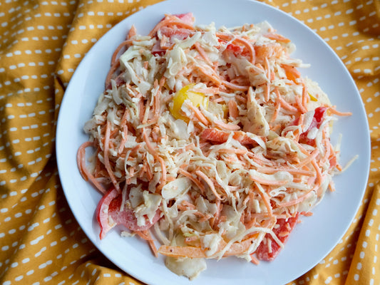 Tangy Cabbage, Carrot, Peppers & Green Onion Slaw